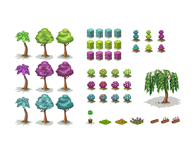 Game Art / Items 2d decoration design game garden graphicdesign illustration isometric item stuff tree vector