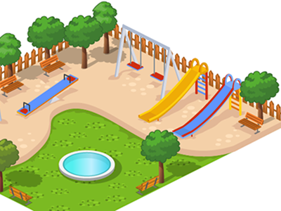 Game Art / Playground 2d colourful design game garden graphicdesign illustration isometric playground stuff tree vector