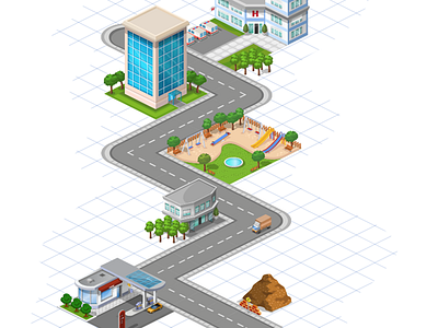 Game Art / City 2d building concept design game graphicdesign illustration isometric road simulation town vector