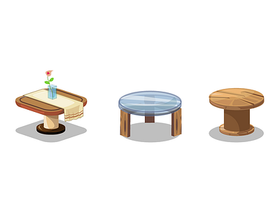 Game Art / Furniture Design 2d decoration design furniture game illustrator isometric table vector wacom wooden