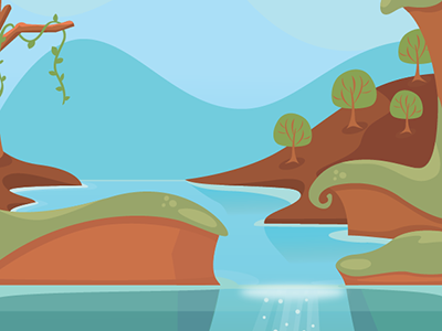 Background 2d background cartoon illustration illustrator mountain nature sea tree vector wacom