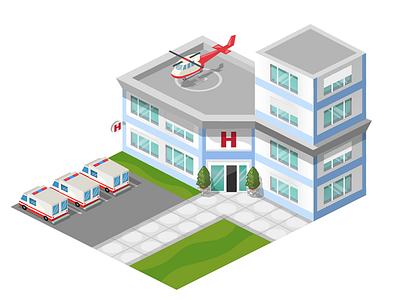 Game Art / Hospital 2d build casual city design game health hospital isometric medical vector wacom