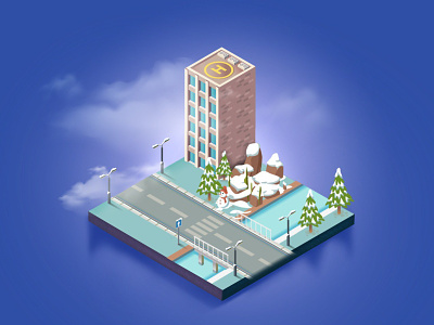 Isometric Map 2d city design game illustration illustrator isometric map snow vector