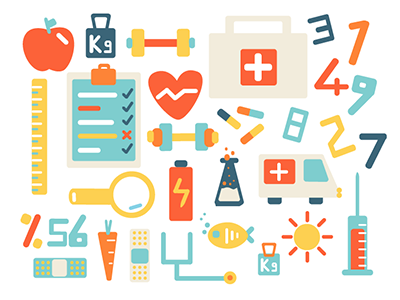 Health Icons Set colorful design funny health icon illustration vector