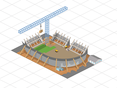 Game Art / Construction - Stadium 2d build construction football game illustration isometric sport stadium vector