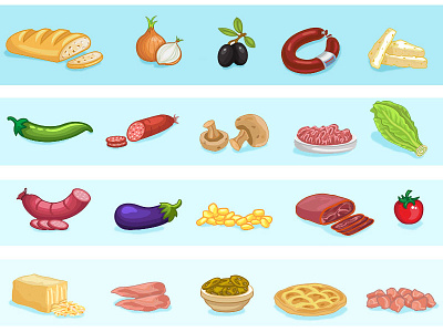 Game Art / Food items 2d food game illustration organic set shopping vector vegetable