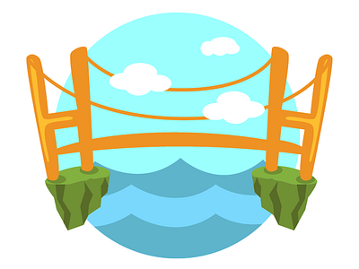 Bridge / Vector 2d bridge design illustration sea vector