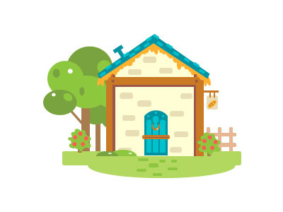 Vector House 2d barn cute design flat house illustration vector