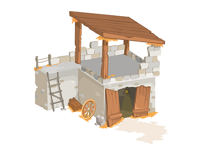 Game Art / Vector Barn 2d barn build design farm game house isometric progress sketch vector wood