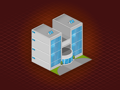 Isometric Office 2d build city game house isometric office vector