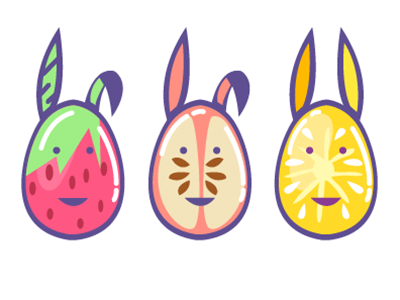 Happy Easter ! bunny colorful easter egg food fruit