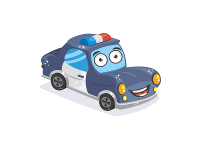 Police Car 2d blue car caroon cute drive illıstration police vector