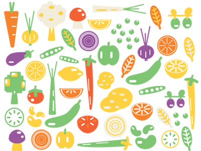 Vector Vegetables 2d design flat food fresh colourful icon vector