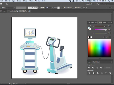 Working time 2d adobe illustration machine vector work working