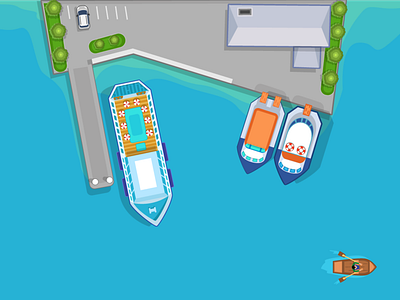 Harbor 2d birds eye cruise ship design game harbor illustration illustrator sea ship vector