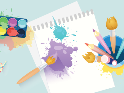 Painting 2d brush creative drawing illustration painting paper sketches vector