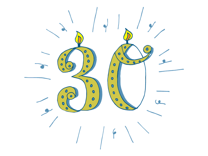 "30" 30 birthday candle colors decade fun gif hand drawn happy birthday lettering