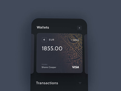 Black Wallet App animated app bank banking banking app cards dark dark app dark ui figma finance wallet