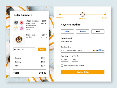 Donut Checkout - Daily UI #002 checkout daily ui design donut ui web design