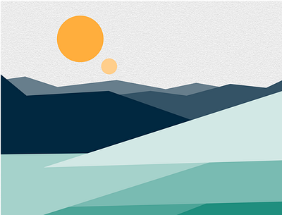 Double Sun adobe illustrator design landscape minimal modern mountains ocean scenery vector