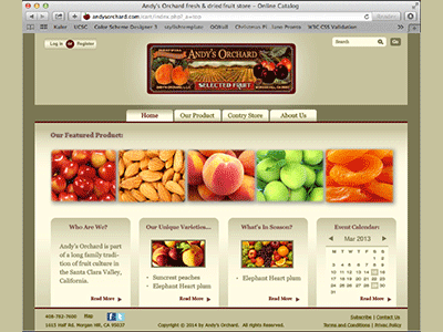 Andy's Orchard Website Redesign design visual