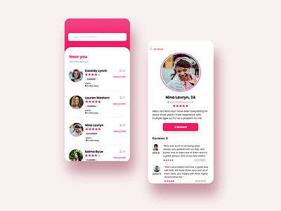 My Nanny | App to find babysitters near you app app design appdesign design figma ui ui design ui ux uidesign ux web design