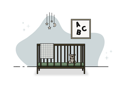 New Beginnings baby crib design icon illustration simple vector