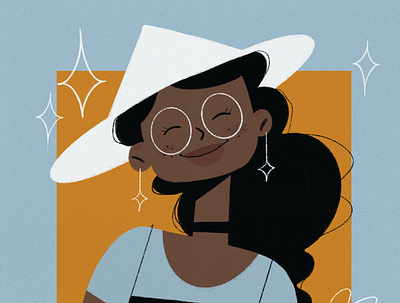 Witch Gal black women blue cute cute drawing graphic shapes characters hand drawn illustration orange poc poc character poc girl procreate texture white witch witch character