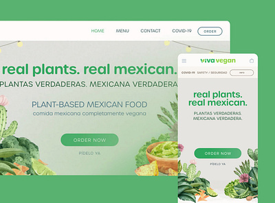 viva vegan - Website Design for Mexican Restaurant branding illustration interface ui ui design ui ux ux ux design website website design