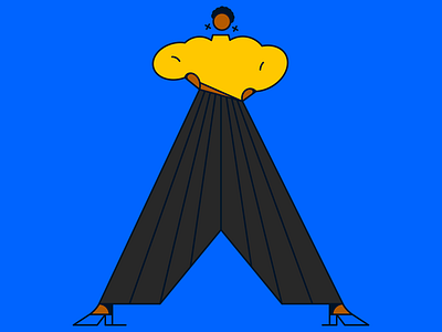 Muwosi black woman blue boutique fashion high heels musician pants parachute power pose