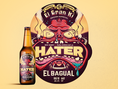 Hater · Red Honey Beer beer beer art beer branding beer label hater illustration illustration art illustrations label label design