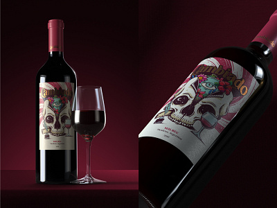 Cambiado · Wine label design branding illustration label packaging skull wine wine bottle winery