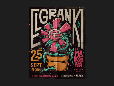 El Gran Ki · Poster draw drawing flower flyer grunge handlettering handmade illustration lettering mockup oldschool paper photoshop poster psd spring texture