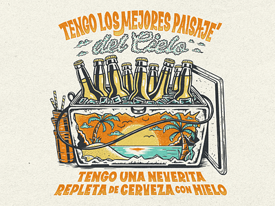 La Perla - Calle 13 beach beer drawing handraw illustration lettering oldschool summer vintage