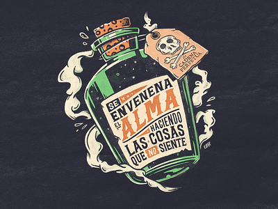 Pálido y oscuro bottle illustration lettering poison typography