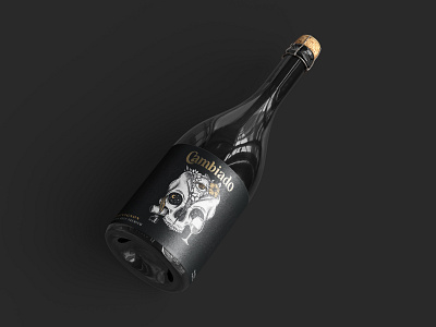 Cambiado Champagne bottle champagne graphic design illustration label mockup skull wine