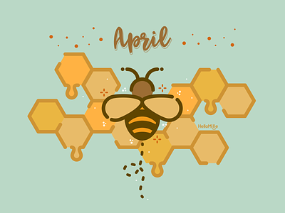April 2021 april bee design flat illustration minimal vector