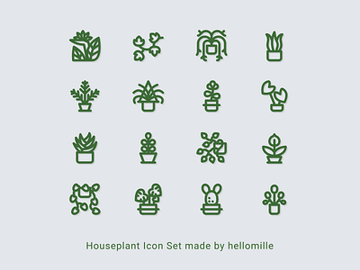 Houseplant Icon Set in line style flat icon icon design icon pack icon set icons line icon line style minimal vector