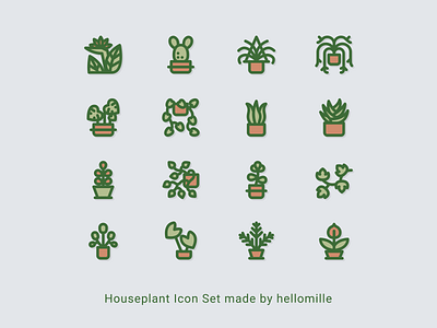 Houseplant Icon Set in filled line style