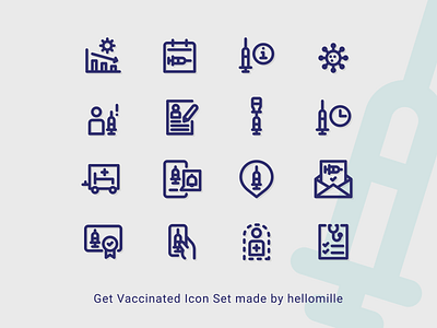 Get Vaccinated Icon Set - Line Style coronavirus covid19 design flat icon icon set line icon line icons minimal vaccinated vector