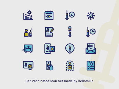 Get Vaccinated Icon Set - Filled Line Style coronavirus covid19 design filled line flat icon icon design icon pack icon set line icon minimal vaccinated vector