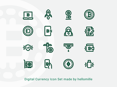 Digital Currency Icon Set in line style cryptocurrency design icon icon pack icon set illustration line icon minimal vector