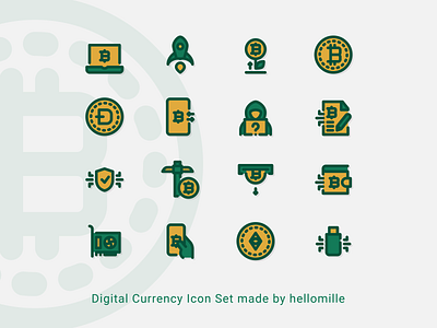 Digital Currency Icon Set in filled line style