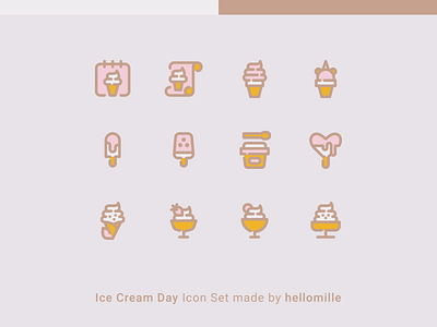 Ice Cream Day - Filled Line Style design dessert ice cream icon icon set line icon minimal vector