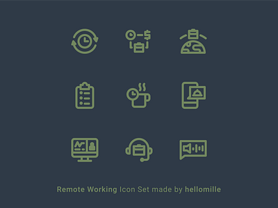 Remote Working - Line Style design digital icon icon set line icon remote working vector work from home working