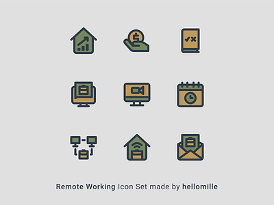 Remote Working - Filled Line Style design digital icon icon set minimal remote working vector working