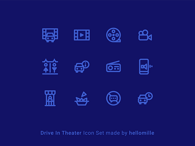 Drive In Theater - Line Style cinema design drive in icon icon set line icon movies night simple