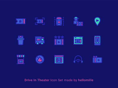 Drive In Theater - Filled Line Style cinema design icon icon set in theater line icon night simple