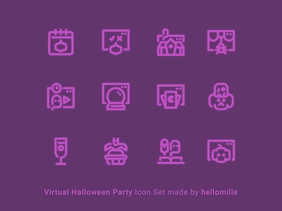 Virtual Halloween Party - Icon Set halloween halloween party icon icon design icon pack icon set line icon october simple icons virtual halloween