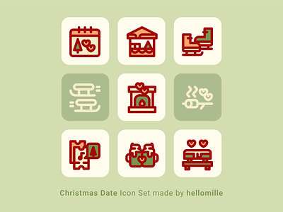 Christmas Date - Icon Set beer christmas date dating icon icon pack icon set line icon love minimal ui vector winter